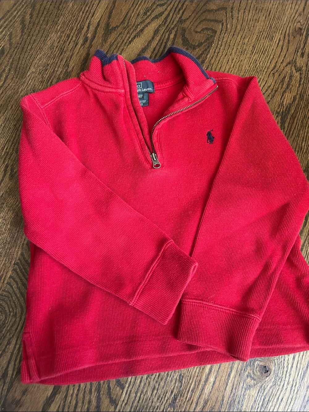 Polo by Ralph Lauren Red Quarter-Zip  Sweater with Navy Logo